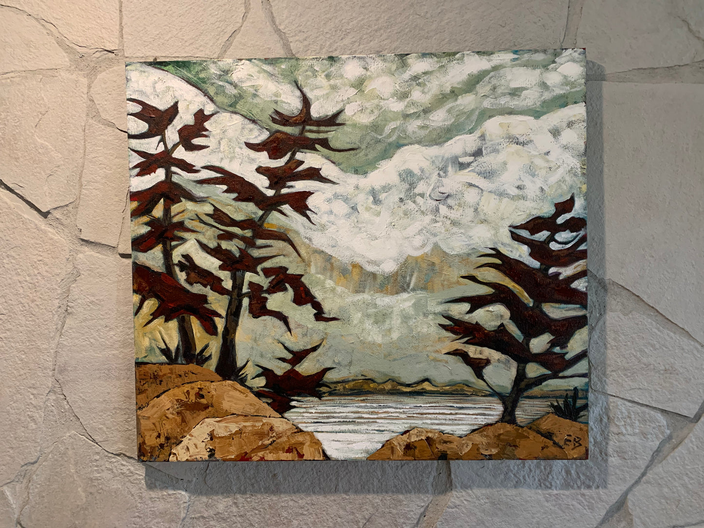 Red pine over water