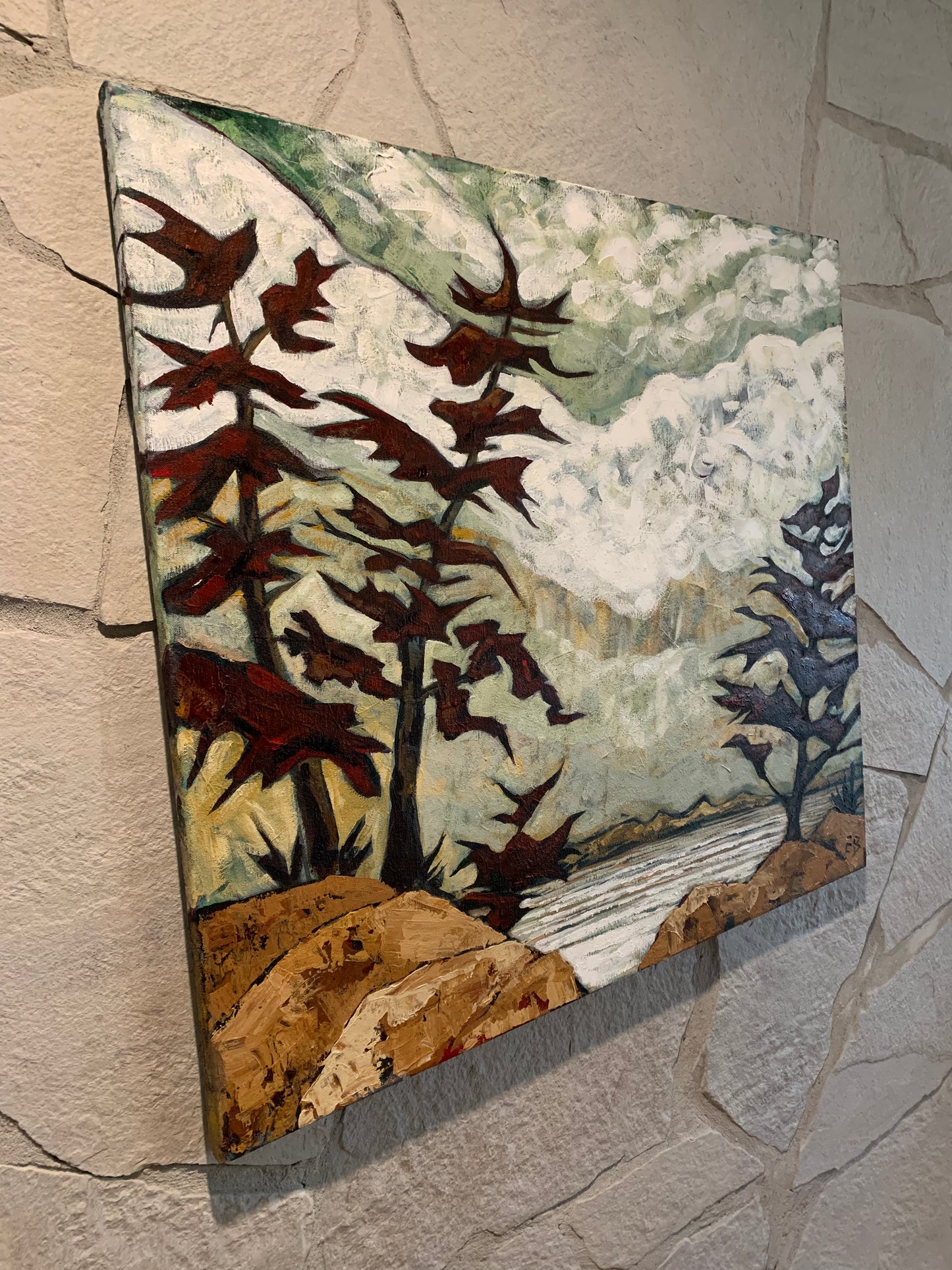 Red pine over water